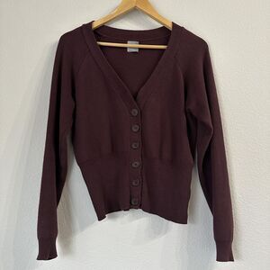 Brazeau Tricot Women's Sweater Cardigan Burgundy Preppy Work Corpcore M
